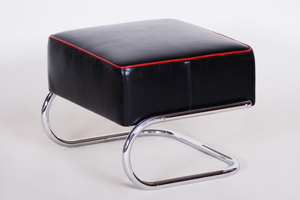 Bauhaus Black Tubular Stool by Robert Slezak, 1930s-WHY-1767873