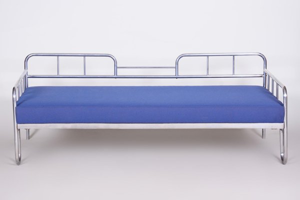 Bauhaus Blue Chrome Sofa, Czechia, 1930s-WHY-1078970