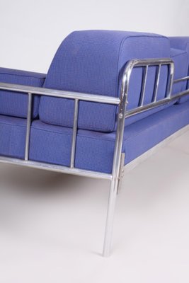 Bauhaus Blue Chrome Sofa, Czechia, 1930s-WHY-1078970