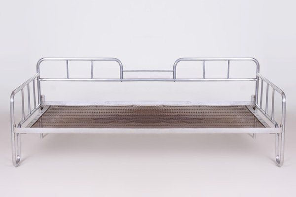 Bauhaus Blue Chrome Sofa, Czechia, 1930s-WHY-1078970