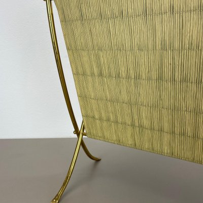 Bauhaus Brass and Bamboo Magazine Holder, Austria, 1950s-QZ-1822396