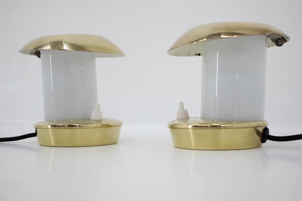 Bauhaus Brass Glass Table Lamps, 1930s, Set of 2-TZ-848565