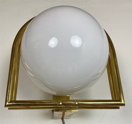 Bauhaus Brass & Opaline Wall Lamp, 1930s-WZZ-1183412