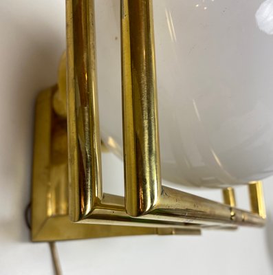 Bauhaus Brass & Opaline Wall Lamp, 1930s-WZZ-1183412