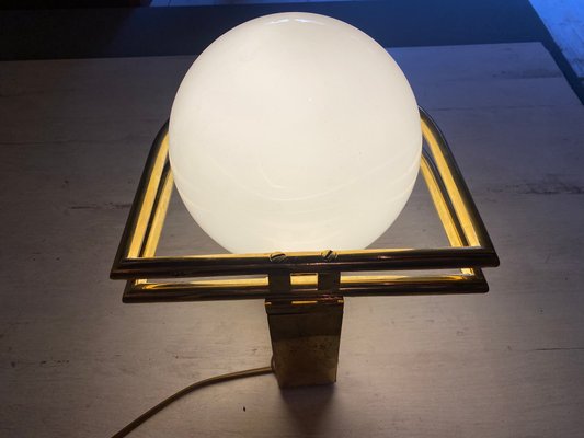 Bauhaus Brass & Opaline Wall Lamp, 1930s-WZZ-1183412