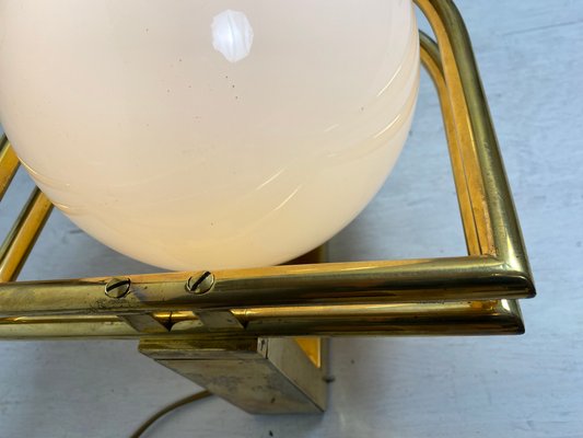 Bauhaus Brass & Opaline Wall Lamp, 1930s-WZZ-1183412