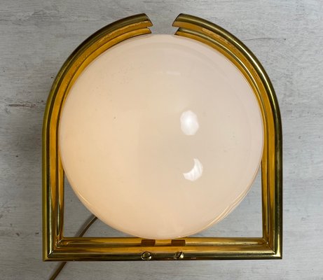 Bauhaus Brass & Opaline Wall Lamp, 1930s-WZZ-1183412