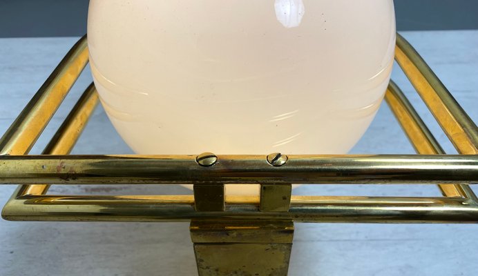 Bauhaus Brass & Opaline Wall Lamp, 1930s-WZZ-1183412