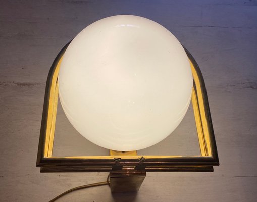 Bauhaus Brass & Opaline Wall Lamp, 1930s-WZZ-1183412