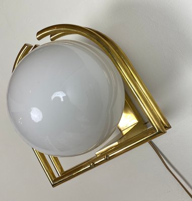 Bauhaus Brass & Opaline Wall Lamp, 1930s-WZZ-1183412