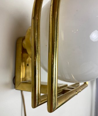 Bauhaus Brass & Opaline Wall Lamp, 1930s-WZZ-1183412