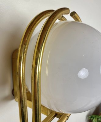 Bauhaus Brass & Opaline Wall Lamp, 1930s-WZZ-1183412