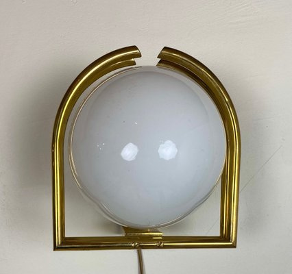 Bauhaus Brass & Opaline Wall Lamp, 1930s-WZZ-1183412