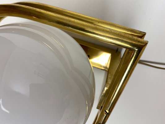 Bauhaus Brass & Opaline Wall Lamp, 1930s-WZZ-1183412