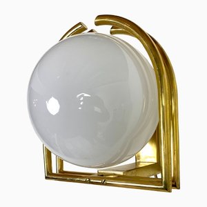 Bauhaus Brass & Opaline Wall Lamp, 1930s-WZZ-1183412