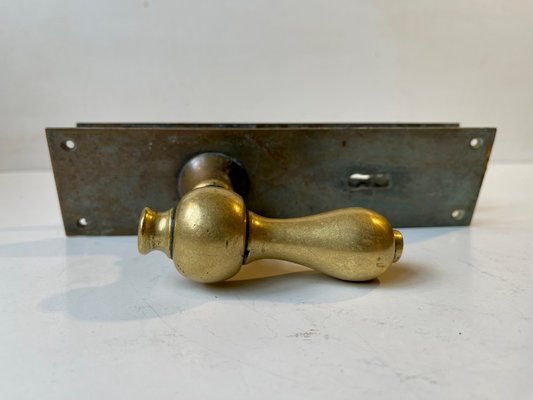 Bauhaus Bronze and Brass Era Door Handle Set, 1930s-LCR-1395925