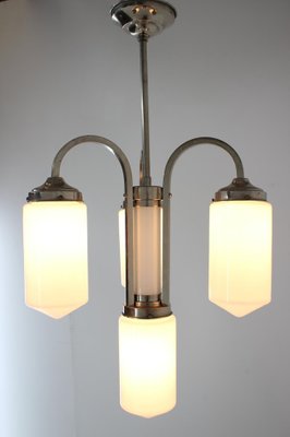 Bauhaus Chrome and Glass Pendant Lamp, 1930s-TZ-983690