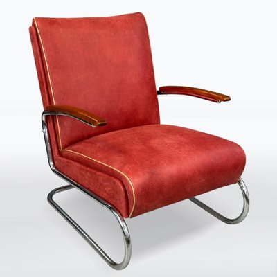 Bauhaus Chrome and Leather Armchair from Mücke-Melder, 1930s-XSL-2032208