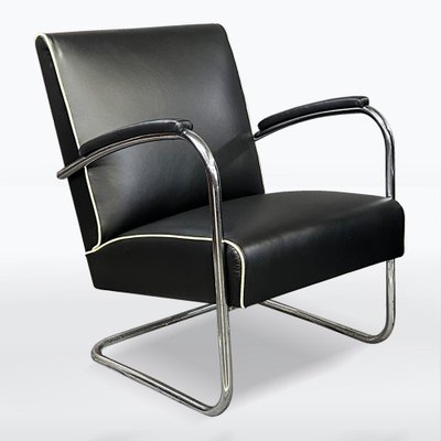 Bauhaus Chrome and Leather Armchairs, 1930s, Set of 2-XSL-2020120