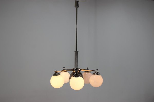 Bauhaus Chrome Chandelier Pendant, 1930s-TZ-738323