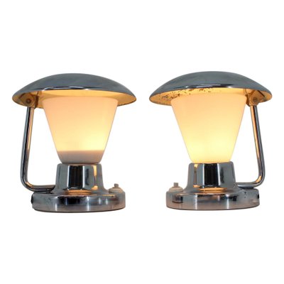 Bauhaus Chrome & Glass Table Lamps, 1930s, Set of 2-TZ-848567