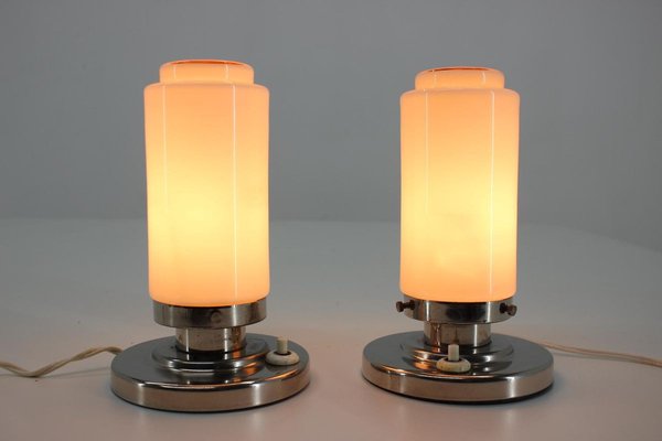 Bauhaus Chrome & Glass Table Lamps, 1930s, Set of 2-TZ-828872