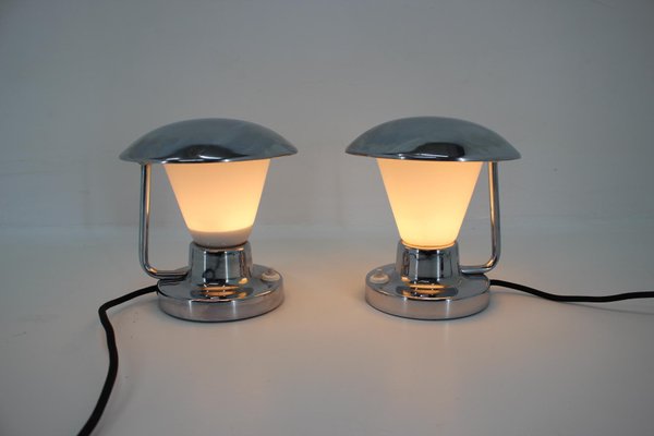 Bauhaus Chrome & Glass Table Lamps, 1930s, Set of 2-TZ-848567