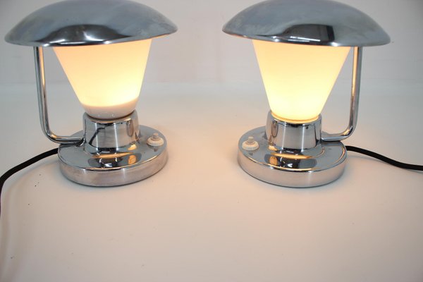 Bauhaus Chrome & Glass Table Lamps, 1930s, Set of 2-TZ-848567