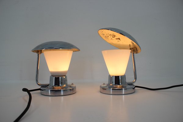 Bauhaus Chrome & Glass Table Lamps, 1930s, Set of 2-TZ-848567