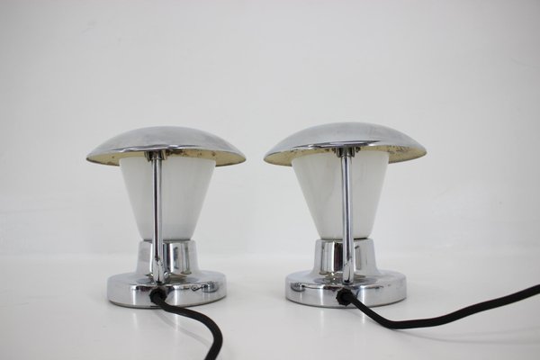 Bauhaus Chrome & Glass Table Lamps, 1930s, Set of 2-TZ-848567