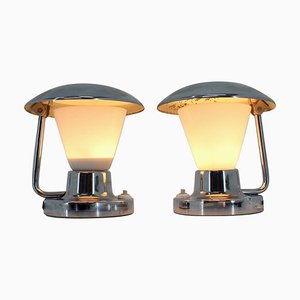 Bauhaus Chrome & Glass Table Lamps, 1930s, Set of 2-TZ-848567