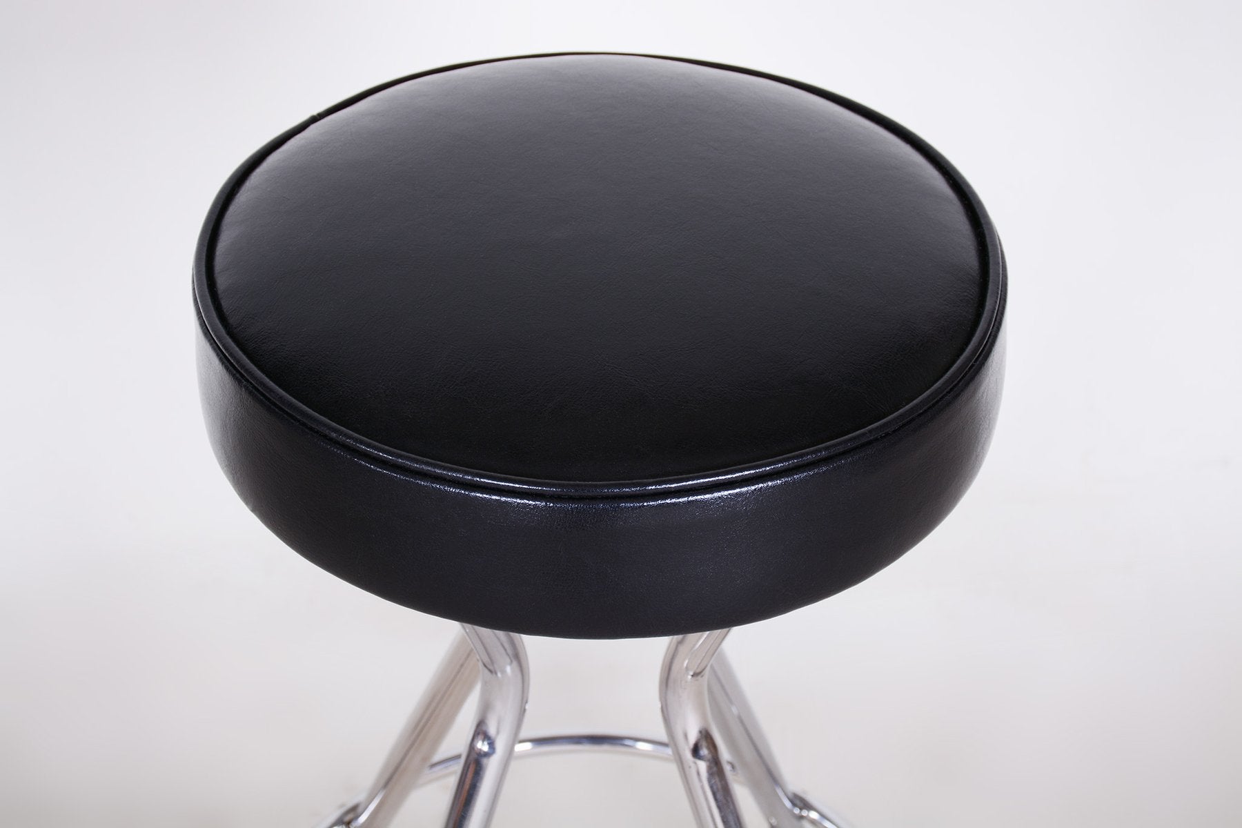 Bauhaus Chrome & Leather Barstool, 1930s