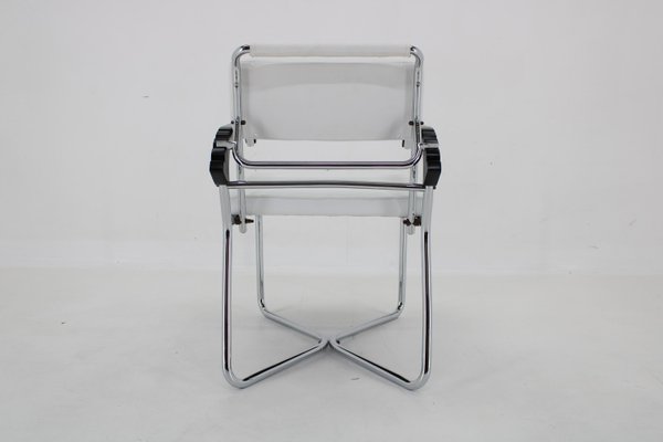 Bauhaus Chrome Plated Adjustable Armchair in White Leather, 1940s-TZ-1786652