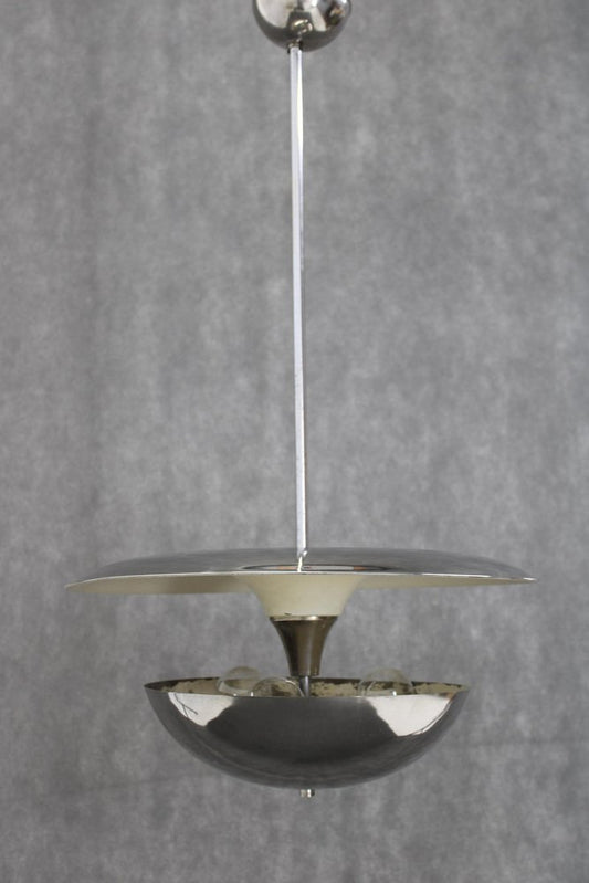 Bauhaus Chrome Plated Chandelier attributed to Anyz, Czechoslovakia, 1930s