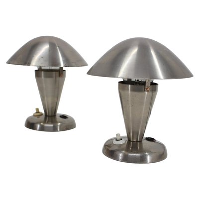 Bauhaus Chrome Plated Lamps, Czechoslovakia, 1930s, Set of 2-TZ-938765