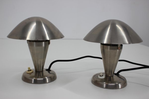 Bauhaus Chrome Plated Lamps, Czechoslovakia, 1930s, Set of 2-TZ-938765