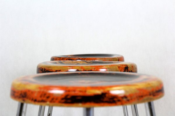 Bauhaus Chrome Tubular Steel Stools by Robert Slezak, 1930s, Set of 3-WVS-1209506