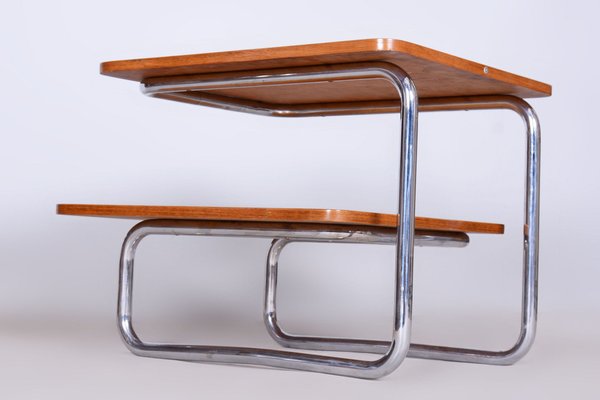 Bauhaus Coffee Table in Beech & Chrome from Mücke Melder, Czechia, 1930s-WHY-1730377