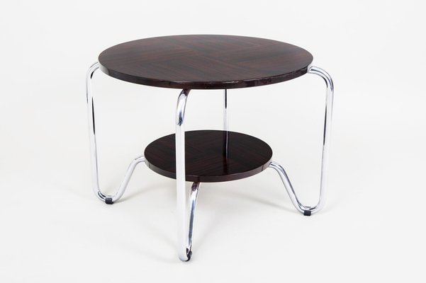 Bauhaus Coffee Table in Chrome and Macassar from Kovona, 1950s-WHY-1278995