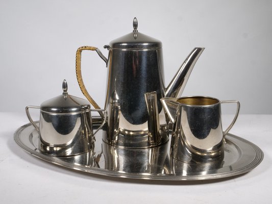 Bauhaus Coffee Tea Service in Metal, 1920s, Set of 4-LVS-1760297