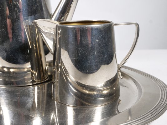 Bauhaus Coffee Tea Service in Metal, 1920s, Set of 4-LVS-1760297