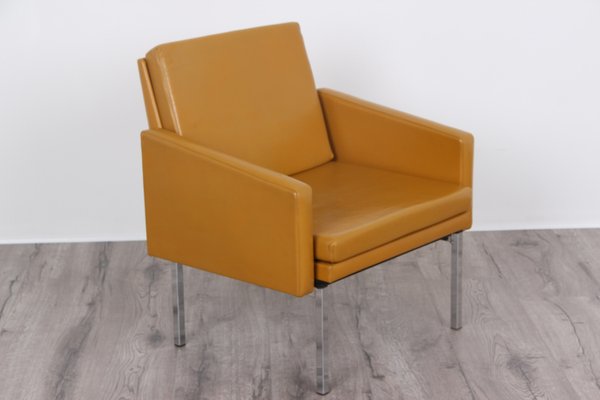 Bauhaus Curry Yellow Faux Leather Armchair from Wilde + Spieth, 1982-DQ-2035515