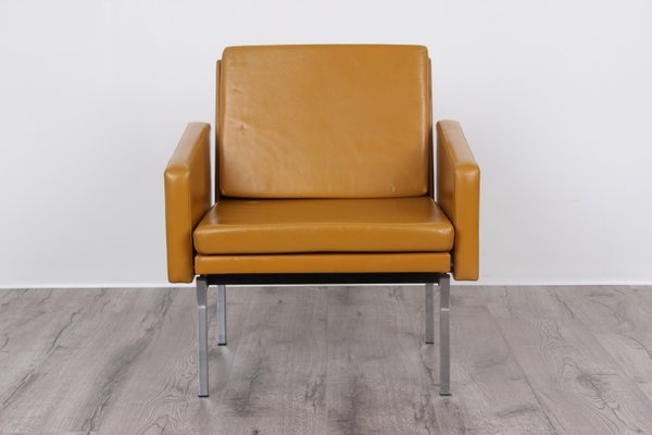 Bauhaus Curry Yellow Faux Leather Armchair from Wilde + Spieth, 1982-DQ-2035515