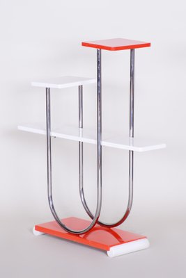 Bauhaus Czech Chrome and Lacquered Wood Flower Stand from Slezak, 1930s-WHY-655761