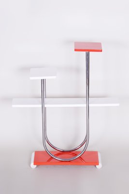 Bauhaus Czech Chrome and Lacquered Wood Flower Stand from Slezak, 1930s-WHY-655761