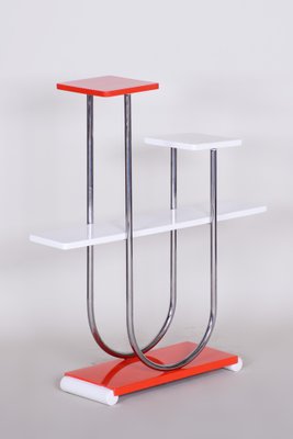 Bauhaus Czech Chrome and Lacquered Wood Flower Stand from Slezak, 1930s-WHY-655761