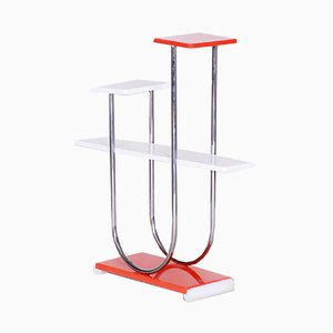 Bauhaus Czech Chrome and Lacquered Wood Flower Stand from Slezak, 1930s-WHY-655761