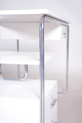 Bauhaus Desk in Chrome-Plated Steel and White Lacquered Wood, Germany, 1930s-WHY-1768713