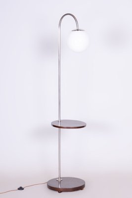 Bauhaus Floor Lamp in Beech and Chrome, Former Czechoslovakia, 1930s-WHY-1705978