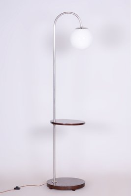 Bauhaus Floor Lamp in Beech and Chrome, Former Czechoslovakia, 1930s-WHY-1705978